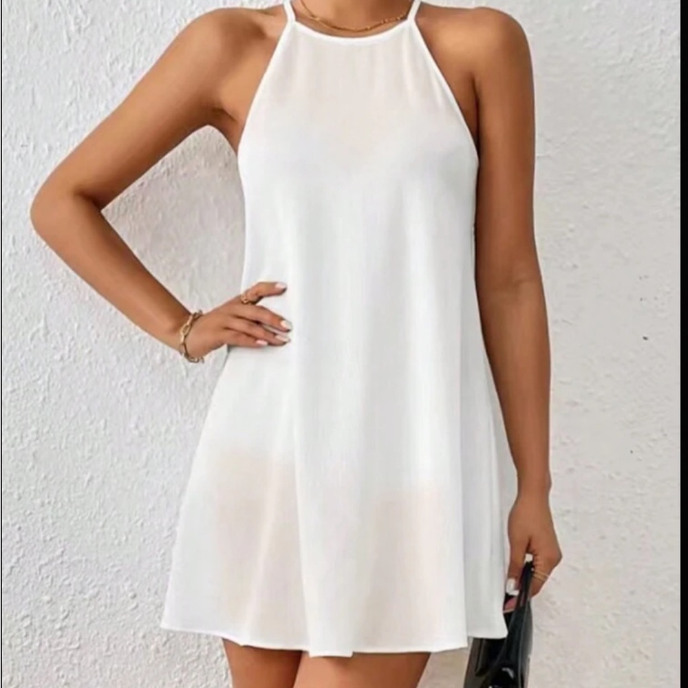 Elegant White Halter Dress